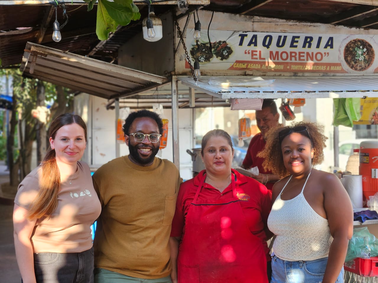 Tour group from Vallarta Eats Food Tours at el moreno tacos in puerto vallarta