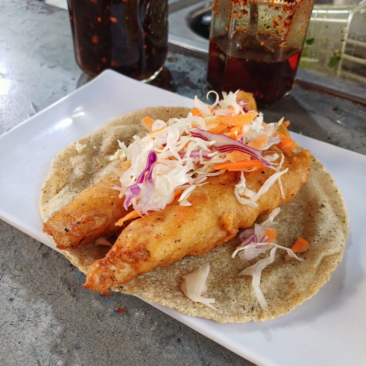 Baja style fish taco