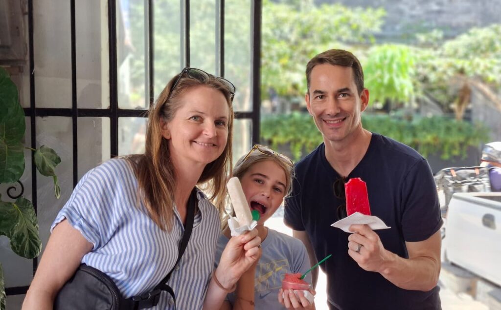 Family enjoying a taste of paletas at la Michoacana in Puerto Vallarta